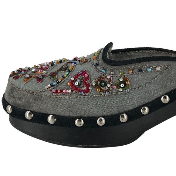 Steve Madden Firey Beaded Wooden Studded Slip On Clogs Western Boho Chic Size 7 - Picture 6 of 16